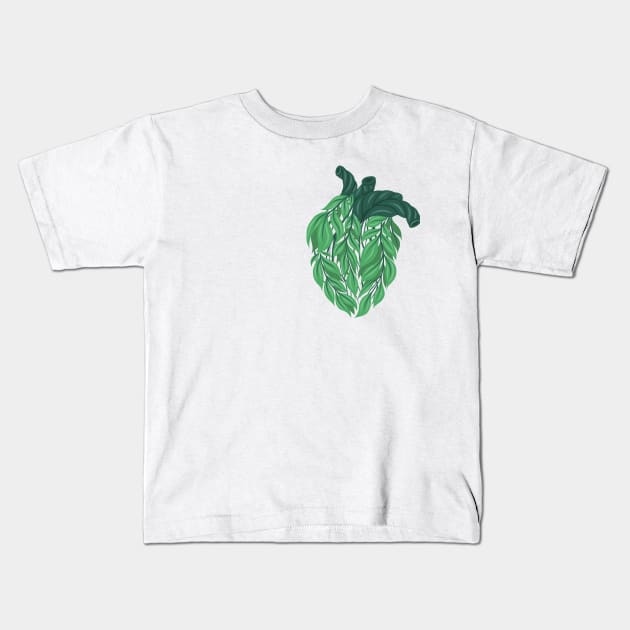 Leafy heart Kids T-Shirt by Veleri